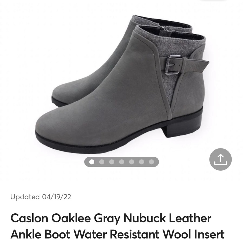Caslon Oaklee Nubuck Leather Gray Water Resistant Ankle Boots Booties- size 6
